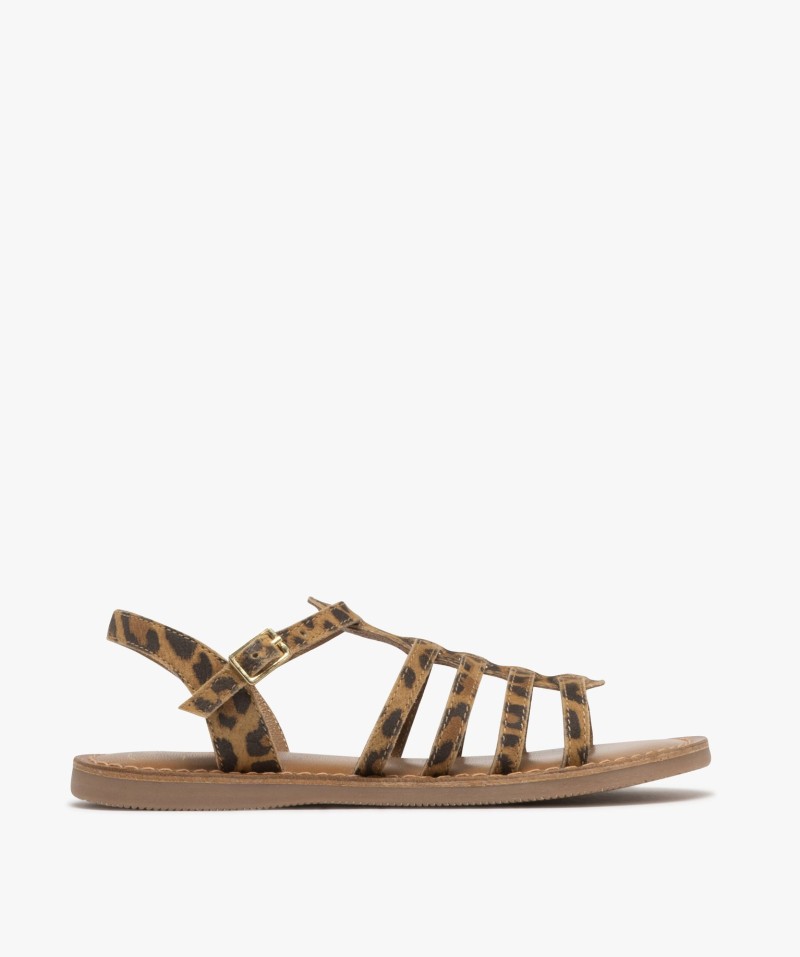 Sandales Jorge Bischoff Léopard - Fourrure Rase Et Cuir - Taille 36 - Occasion Très Bon état