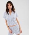 Haut de pyjama forme chemise à manches courtes femme[MISSING]