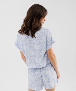 Haut de pyjama forme chemise à manches courtes femme[MISSING]