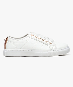 GEMO Baskets basses effet cuir fermeture à lacets blanc chine