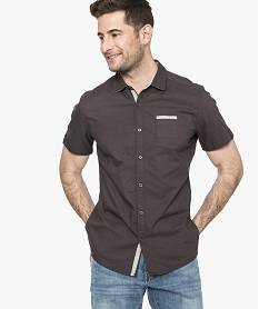 GEMO Chemise manche courte en coton avec détails contrastants marron chine