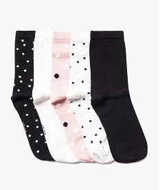GEMO Lot de 5 paires de chaussettes assorties à pois Multicolore
