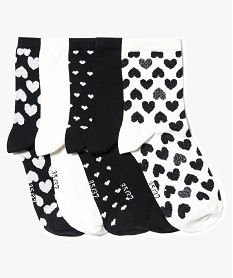 GEMO Lot de 5 paires de chaussettes hautes avec motifs coeurs Vert