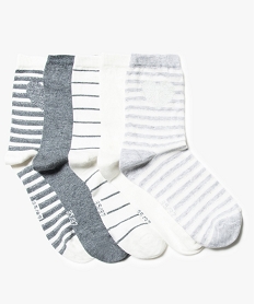 GEMO Lot de 5 paires de chaussettes rayées Gris