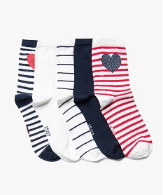 GEMO Lot de 5 paires de chaussettes rayées Bleu
