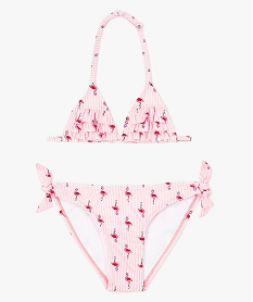 GEMO Maillot de bain 2 pièces avec motifs flamants roses kaki fonce