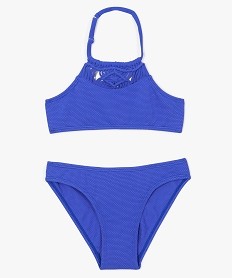 GEMO Maillot de bain 2 pièces avec motif tressé sur lavant bleu standard