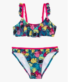 GEMO Maillot de bain 2 pièces à motifs tropicaux vert vif