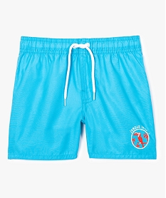 GEMO Short de bain uni avec motif jungle sur la cuisse bleu standard
