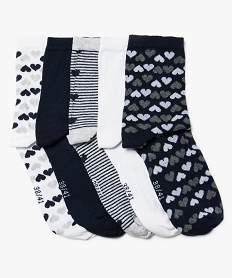 GEMO Lot de 5 paires de chaussettes motifs bleu standard