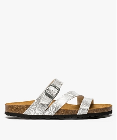 GEMO Sandales femme anatomiques à 3 brides bicolores blanc standard