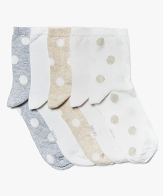 GEMO Chaussettes femme avec motifs pois (lot de 5) blanc standard