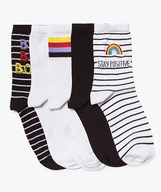 GEMO Chaussettes femme multicolores (lot de 5) noir standard