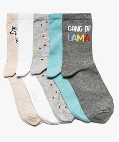 GEMO Chaussettes femme thème lama (lot de 5) beige standard