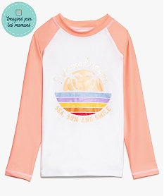 GEMO Tee-shirt fille anti-UV imprimé estival pailleté blanc standard