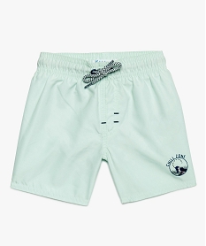 GEMO Short de bain garçon uni avec petit motif et cordon bicolore dore