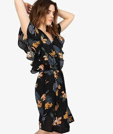 GEMO Robe femme à motifs fleuris et manches à volants orange vif
