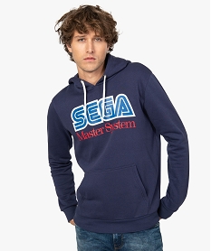 GEMO Sweat homme à capuche avec large inscription Sega vert chine