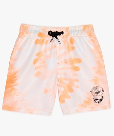 GEMO Short de bain garçon effet tie-and-dye kaki fonce