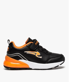 GEMO Baskets garçon bicolores fermeture scratch - Airness orange chine
