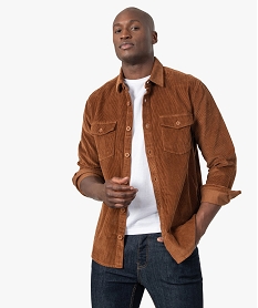 GEMO Surchemise homme en velours côtelé marron standard