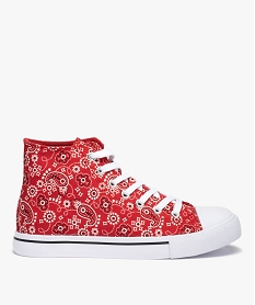 GEMO Baskets femme montantes en toile imprimée rouge standard