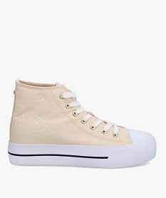 GEMO Baskets femme en toile montantes brodées lune beige standard