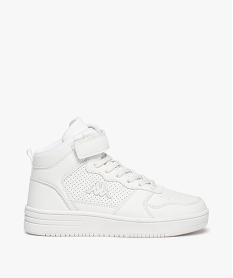GEMO Baskets garçon mid-cut unies à lacets et scratch – Kappa blanc chine